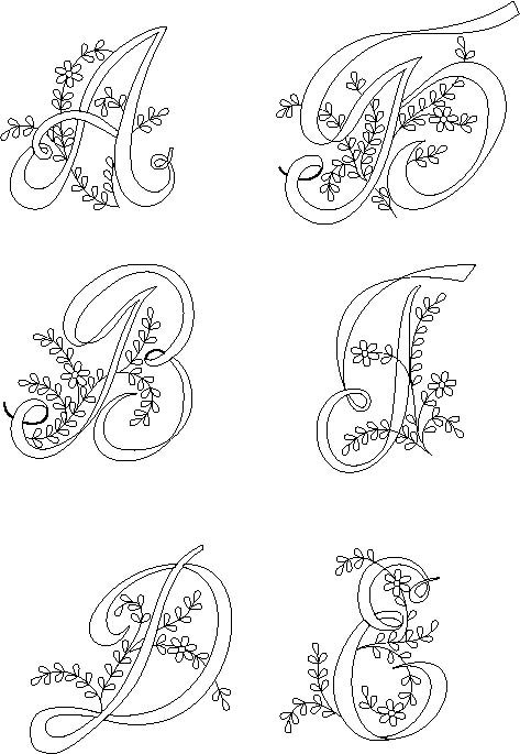 Трафарет букв для вышивания гладью