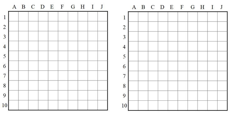 Таблица для морского боя 10 на 10