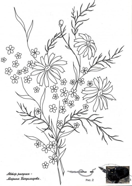 Схемы цветов для вышивки гладью