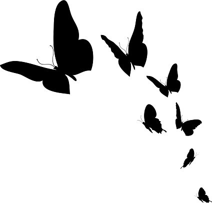 Силуэт летающих бабочек