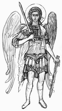 Эскиз Архангел Михаил православный