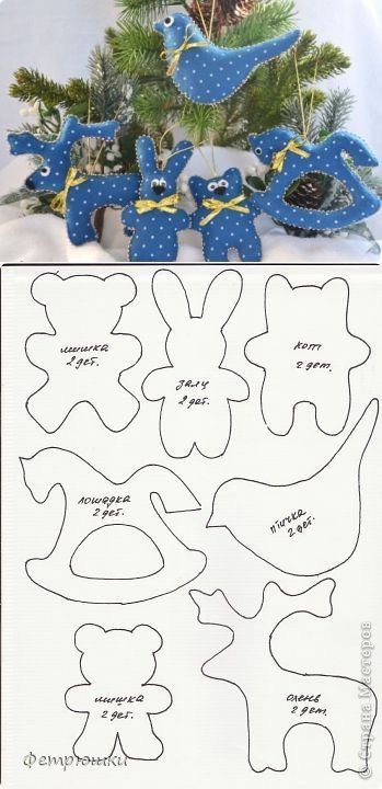 Игрушки на елку из ткани выкройки