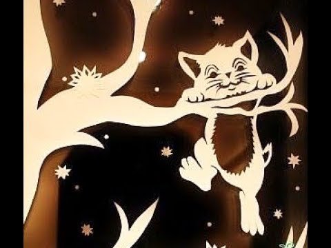 Вытынанка кот на дереве