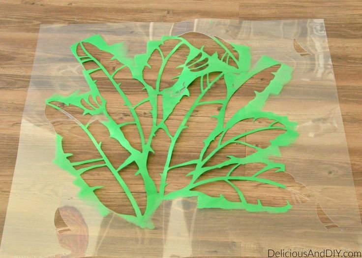 Трафарет листочков для стен