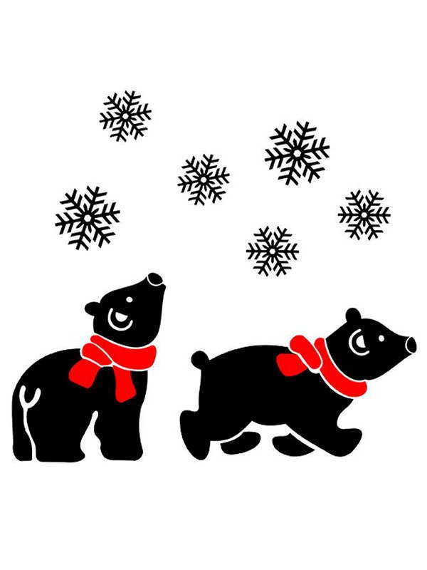 Украшение окон на новый год медведи