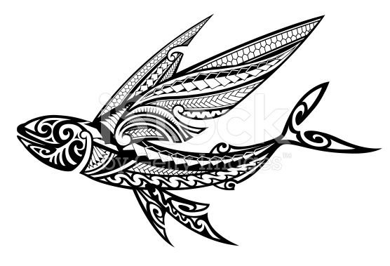 Летучая рыба трафарет