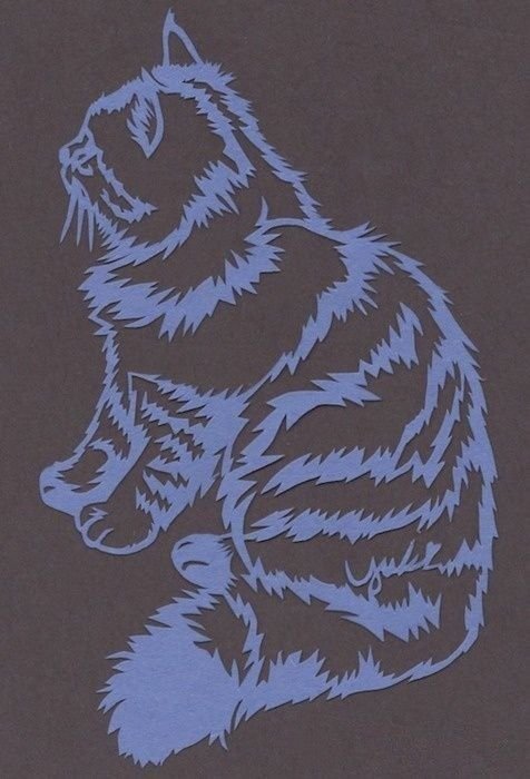 Кошка вытынанка на окно