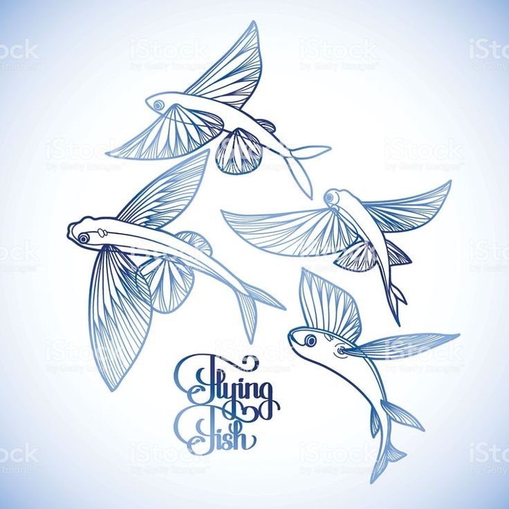 Трафарет летающая рыба