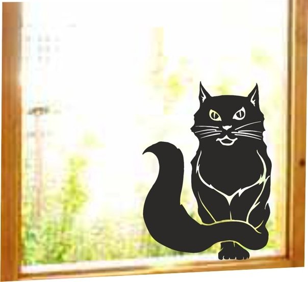 Трафарет кота на окно