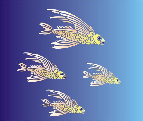 Трафарет летучие рыбы для стен