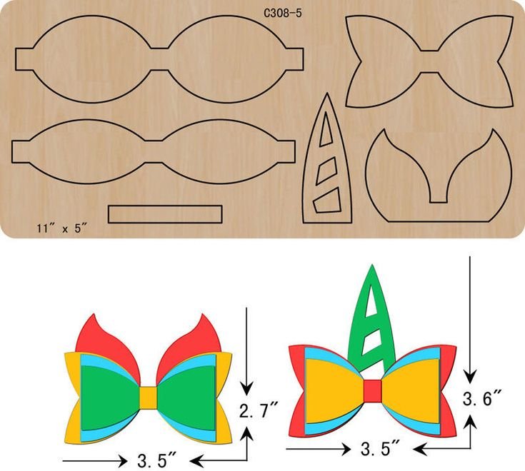 Трафареты для бантиков из фоамирана с размерами