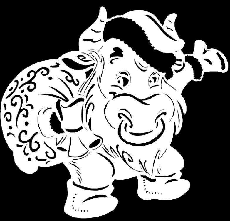 Бык трафарет на окно