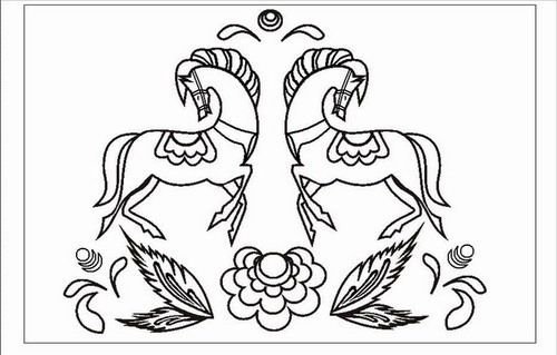 Городецкая роспись раскраска для детей