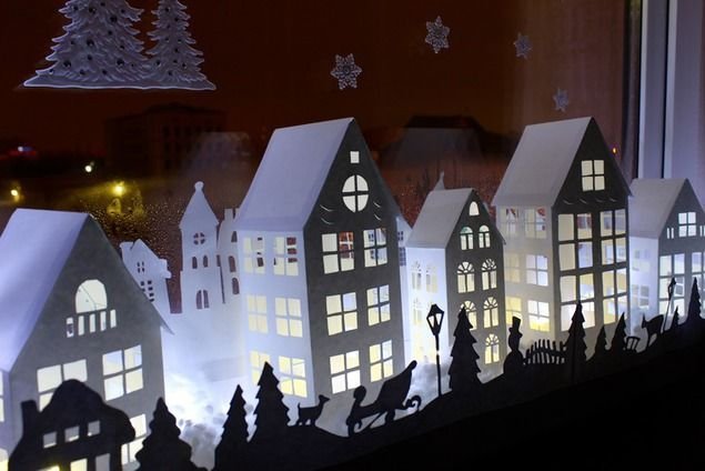 Новогодние домики на подоконник с подсветкой