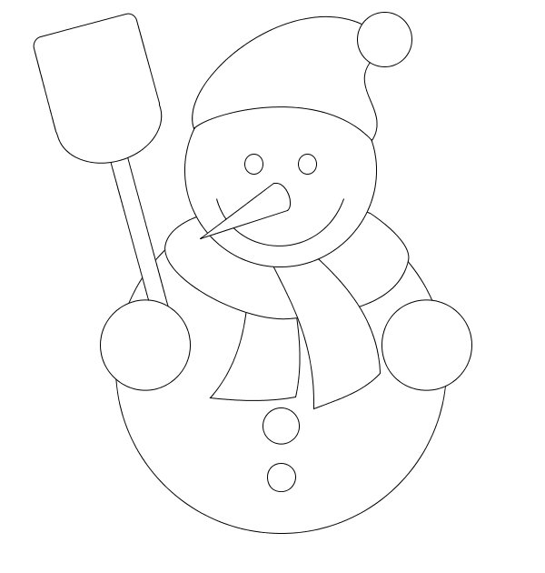 Снеговик трафарет