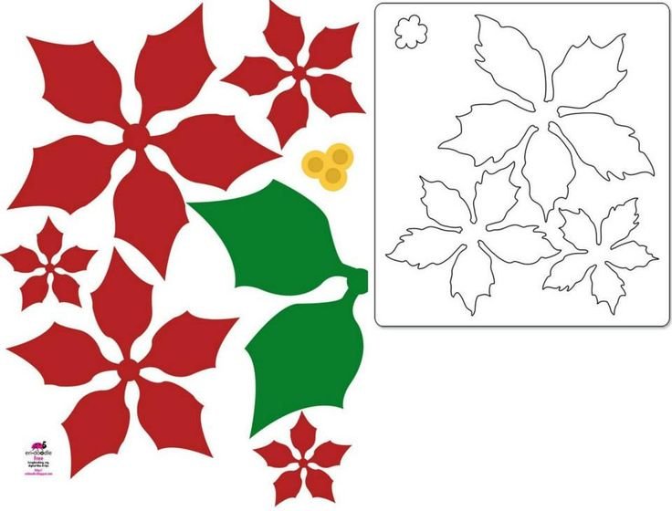 Пуансеттия трафарет