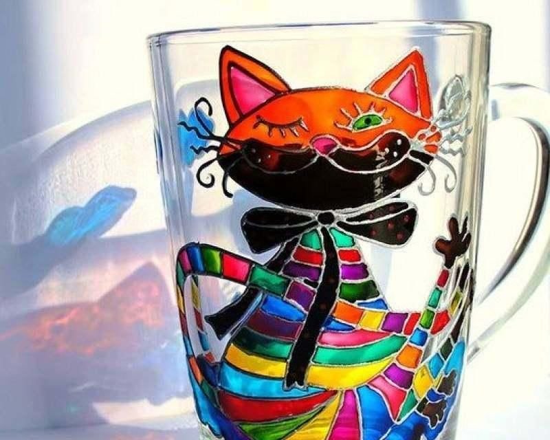 Витраж на стеклянных кружках