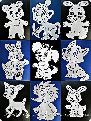 Медведь трафарет на окно