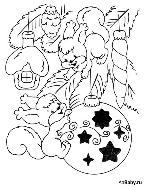 Раскраски новогодние животные