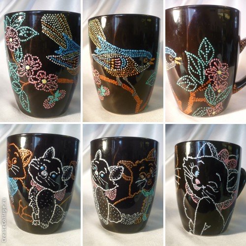 Точечная роспись по стеклу кружки
