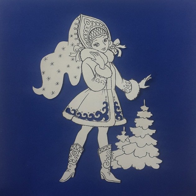 Новогодние украшения на окна Снегурочка