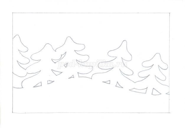 Трафарет леса на окно