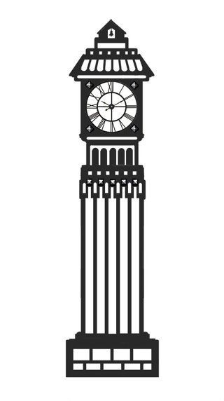 Зарисовка башенка с часами