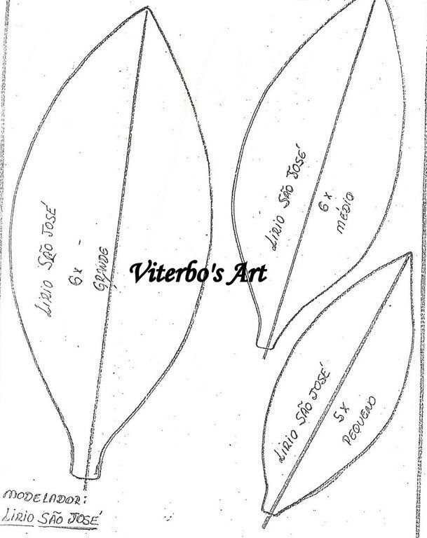 Выкройки лепестков лилии из изолона