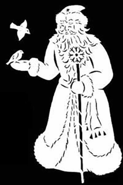 Трафарет Деда Мороза на окно