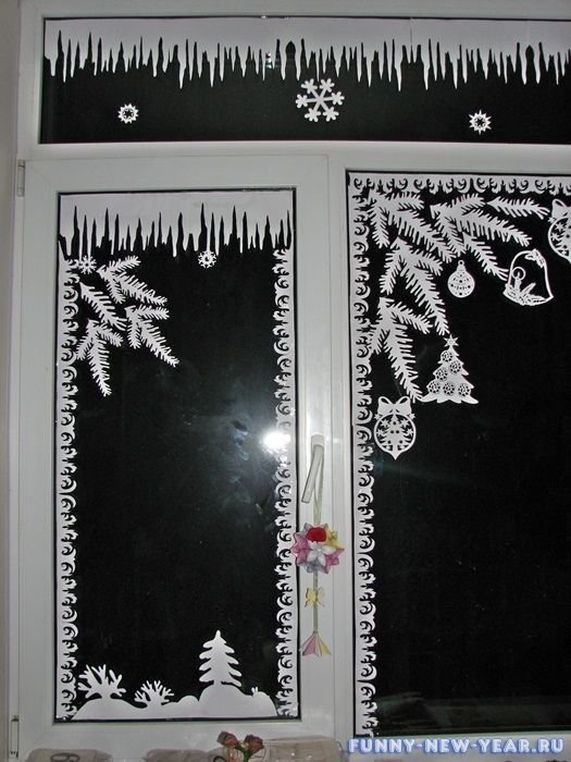 Снежные украшения на окна из бумаги