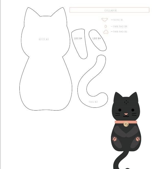 Кот из фетра выкройка