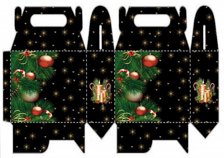 Развертка коробки для новогоднего подарка