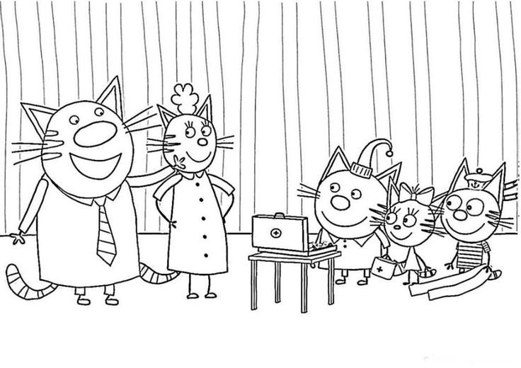 Три кота мультик раскраска