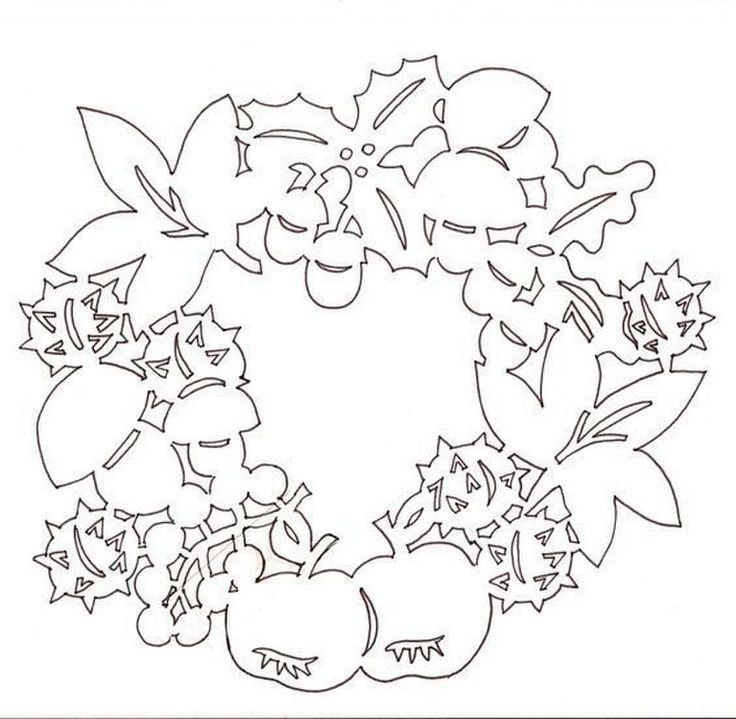 Венок новогодний трафарет для вырезания