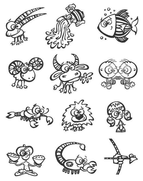 Знаки зодиака карандашом