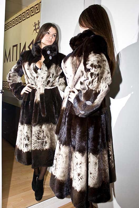 Норковая шуба с принтом