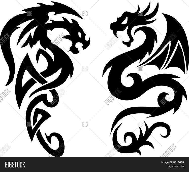 Китайский дракон трафарет