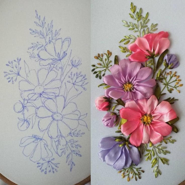 Вышивка лентами нарциссы Наталья Разживалова