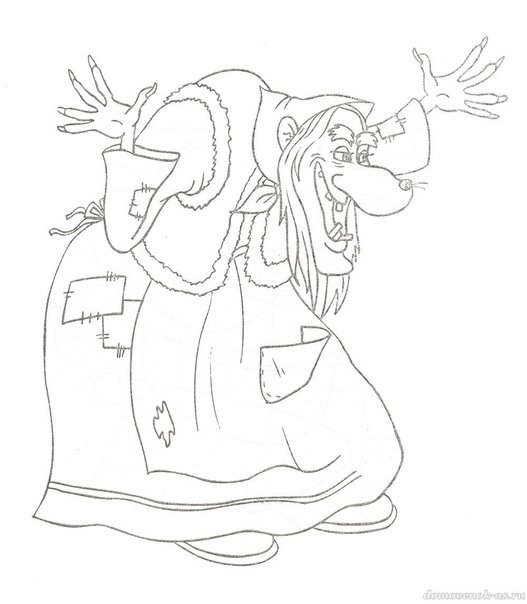 Новогодние раскраски баба Яга
