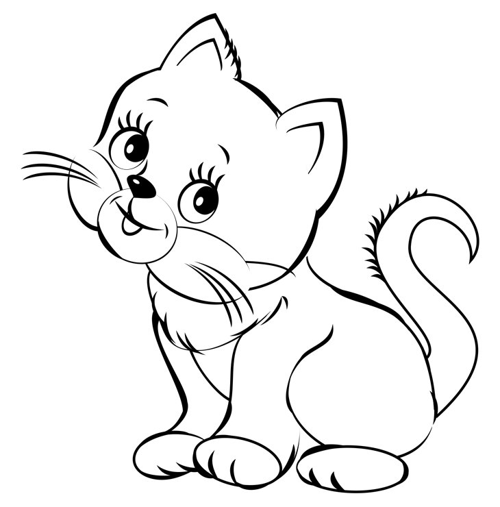 Кошечка раскраска для детей