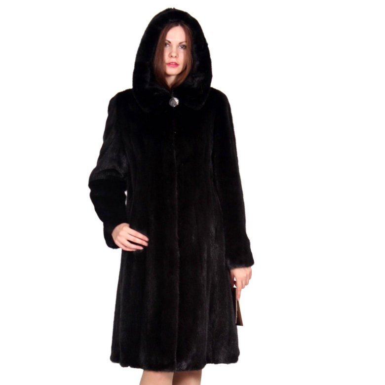 Норковая шуба Нинель черная трапеция