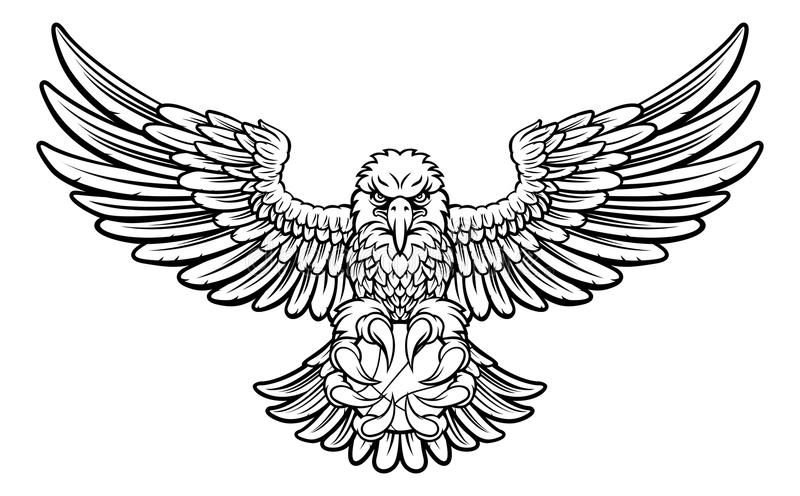 Эскиз орла с расправленными крыльями