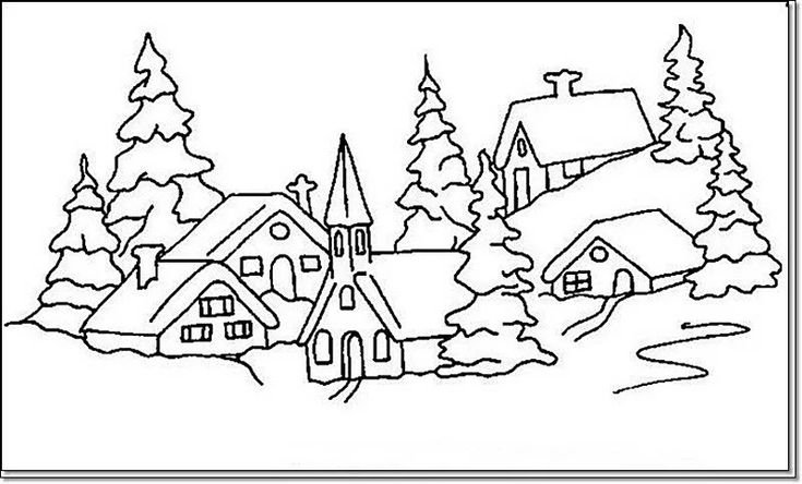 Зимний город раскраска для детей