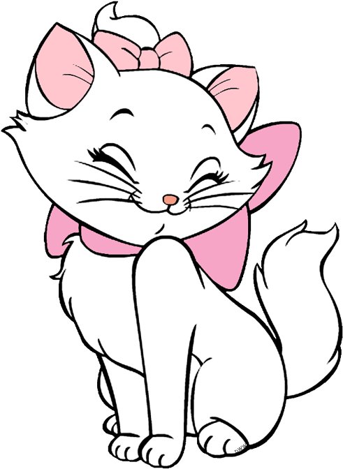 Раскраска кошечка Мари с бантиком