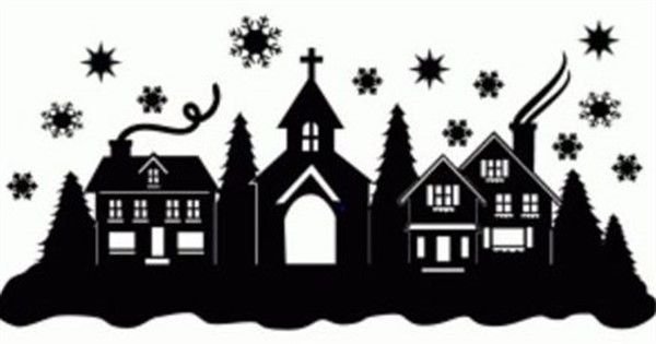 Домики силуэты новогодние