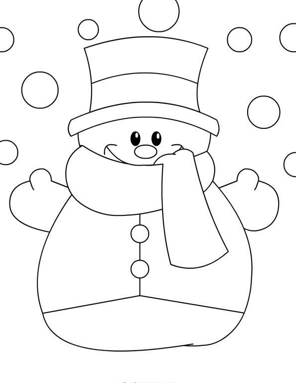 Снеговик раскраска для малышей