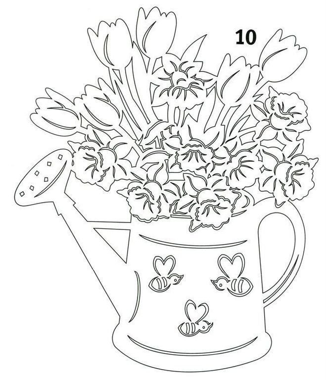 Вытынанка лейка с цветами