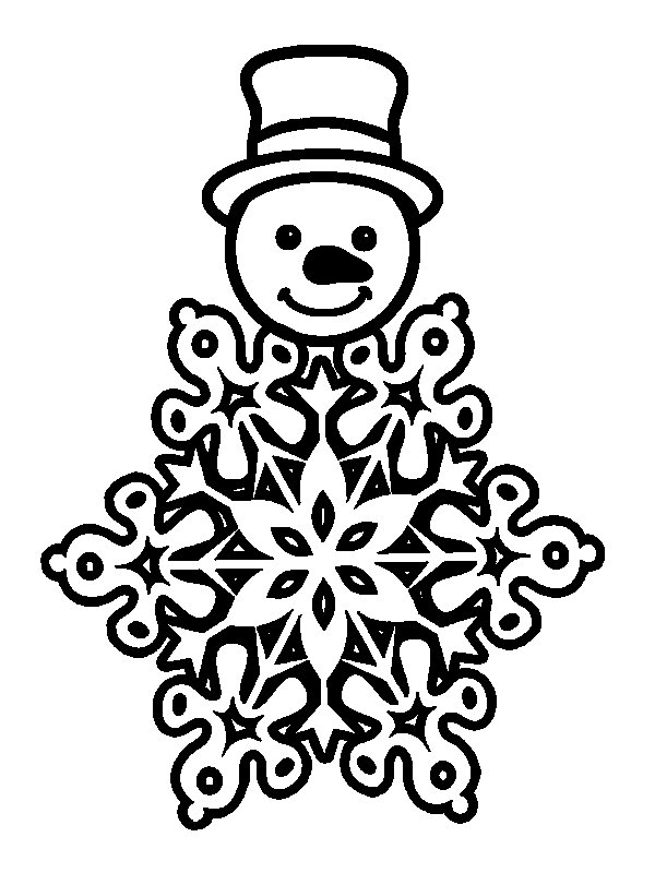 Снежинка Снеговик шаблон