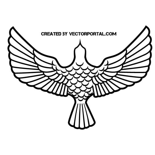 Птица с расправленными крыльями эскиз