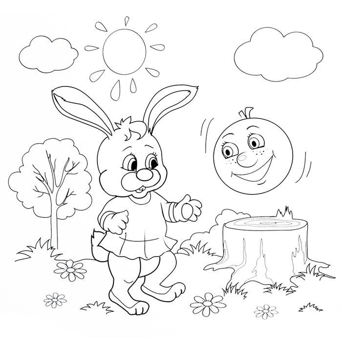 Колобок и заяц раскраска